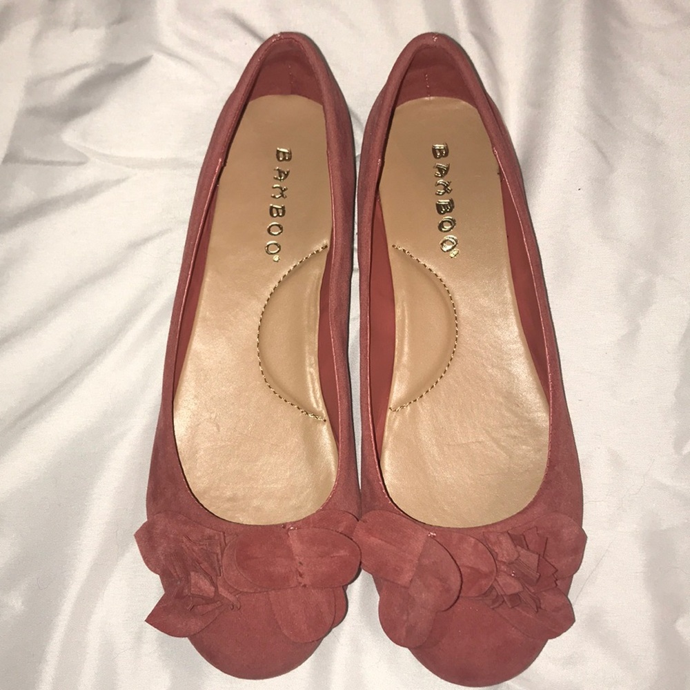 Suede Rose Ballet Flats
